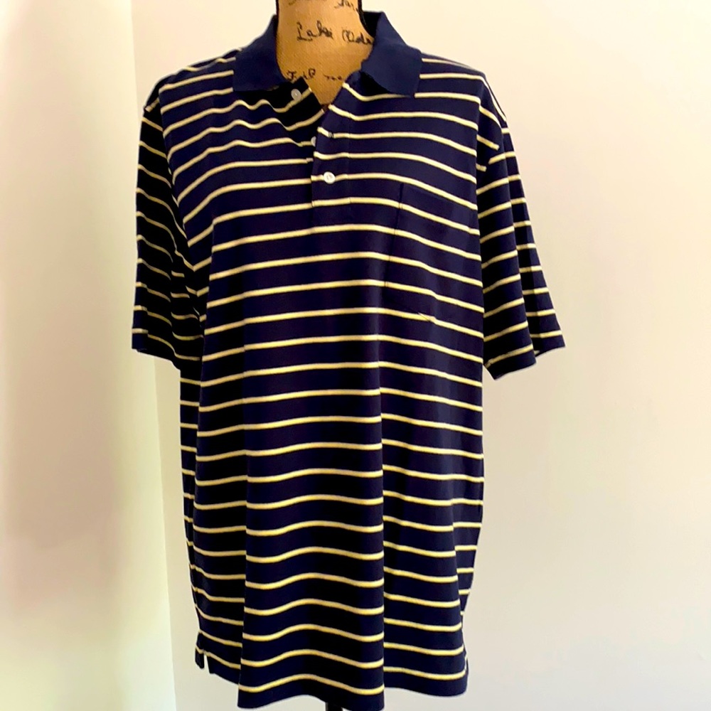 Croft & Barrow Men's Striped Short SleeveStriped Polo Buttons Shirt Pullover L